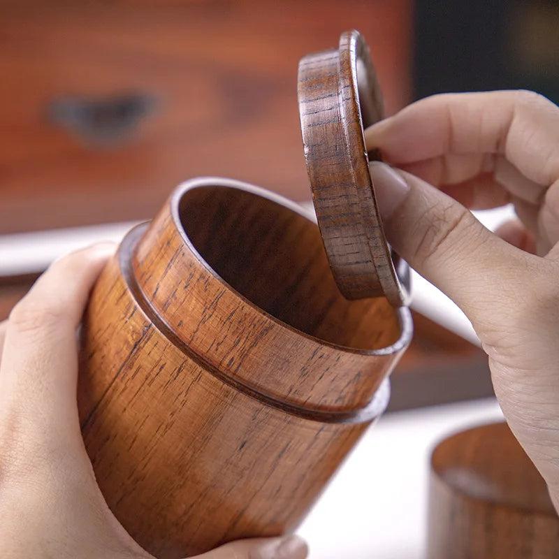 Tea can solid wood handmade box travel portable moisture-proof double-layer sealed Pu'er tea storage tank