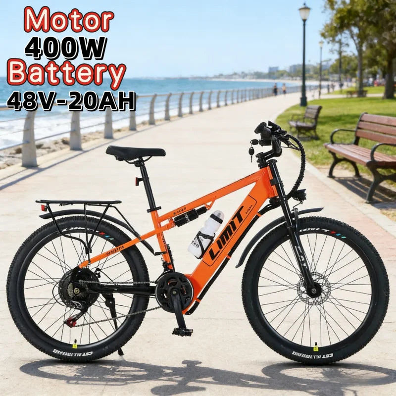 26inch city road leisure E-Bike, 400W brushless motor adult electric bicycle,48V20AH battery electric moped lightweight bicycle