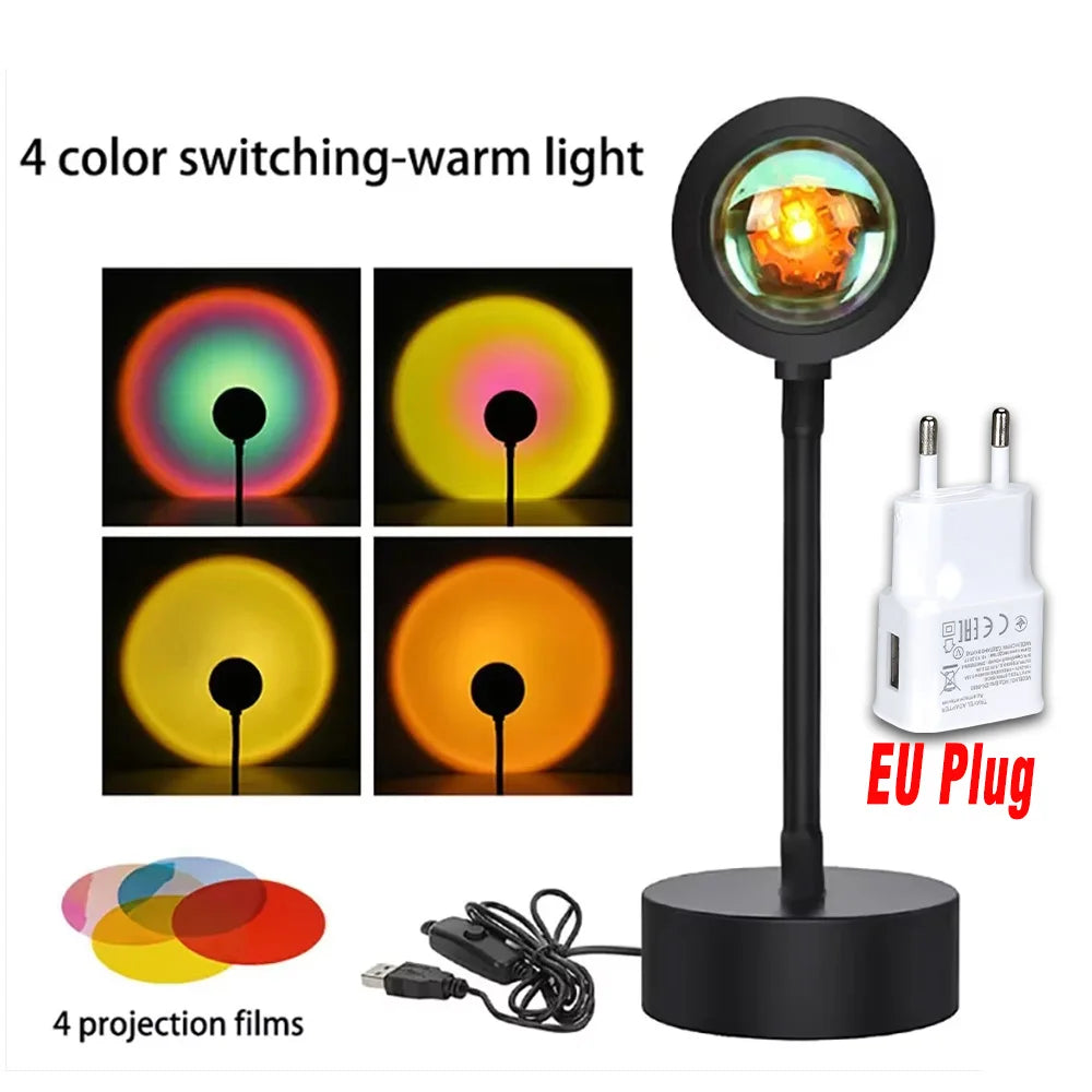Sunset Lamp Projection Led Lights with Remote 16 Colors Night Light 360° Rotation Rainbow Lights 4 Modes Setting for Photograph