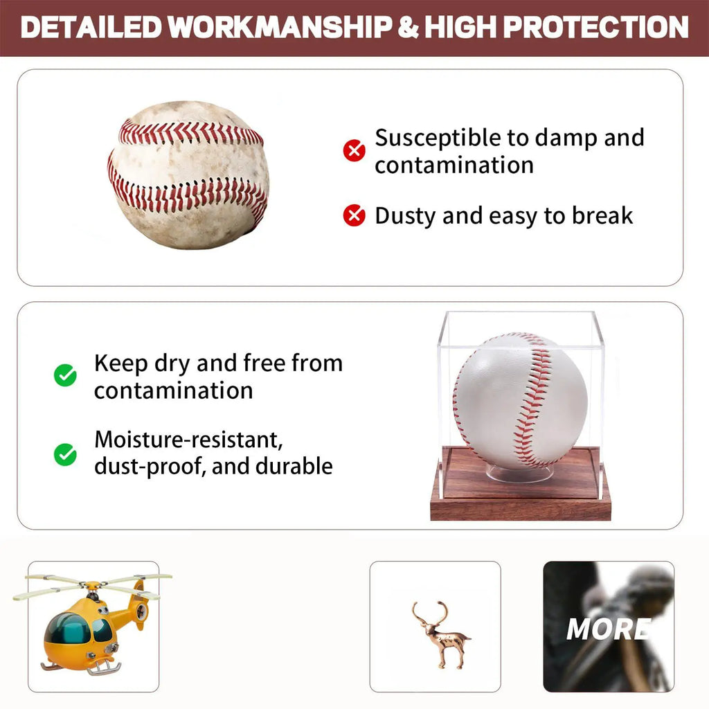 Baseball Display Case Acrylic Baseball Display Case Collectibles Storage Clear Organizer for Sport Lovers Friends Family Men