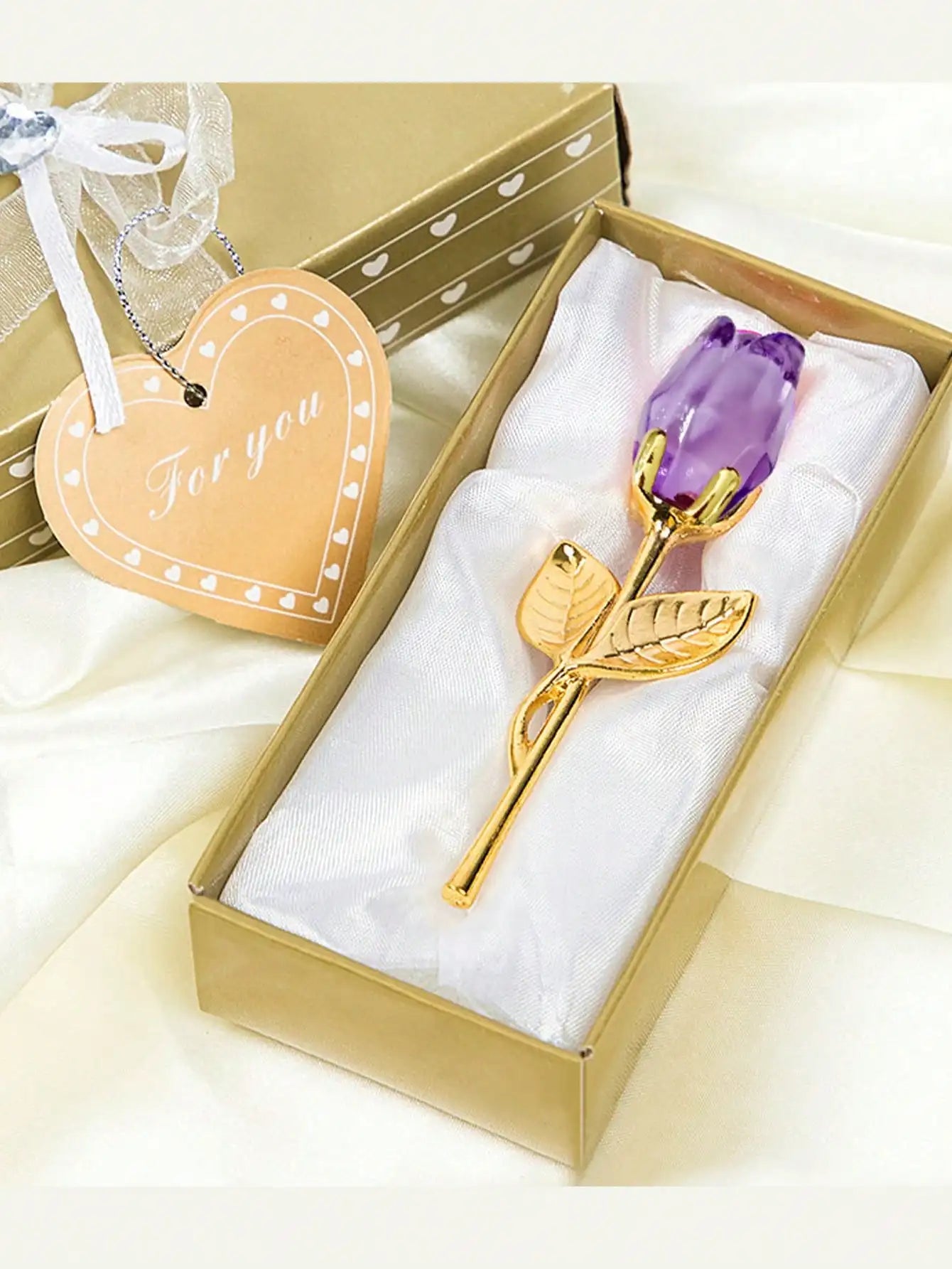 Glass Rose Mini Crystal Flower Artificial Flowers,Mini Crystal Gift Box Decoration Red Rose Flower Artificial Flowers Party Gift For Women, Glass Rose Mini Crystal Flower Artificial Flowers Wedding Party Gift Room Ornament Of