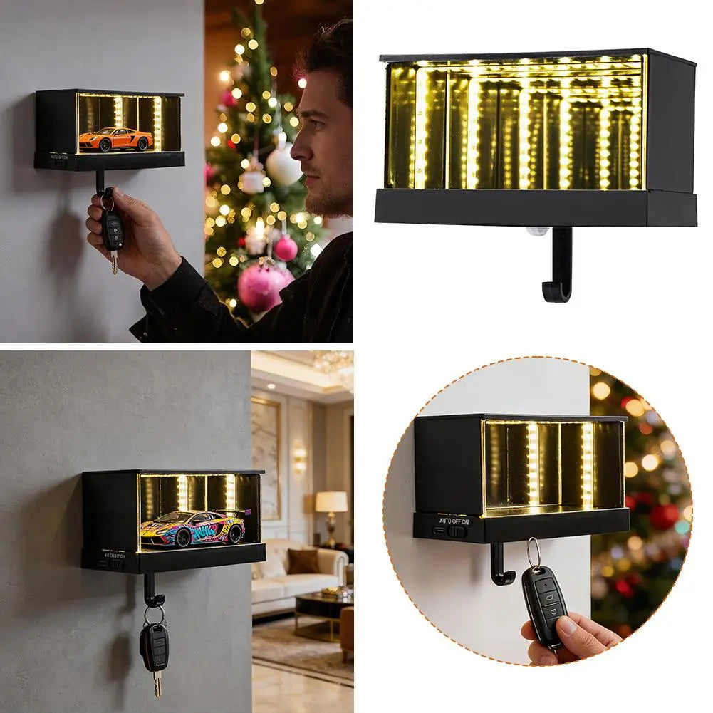 Garage Keychain,Car Luminous Unlimited Garage Key Storage Wall Mount Key Organizer With Infinity LED Hook Creative Home Decor