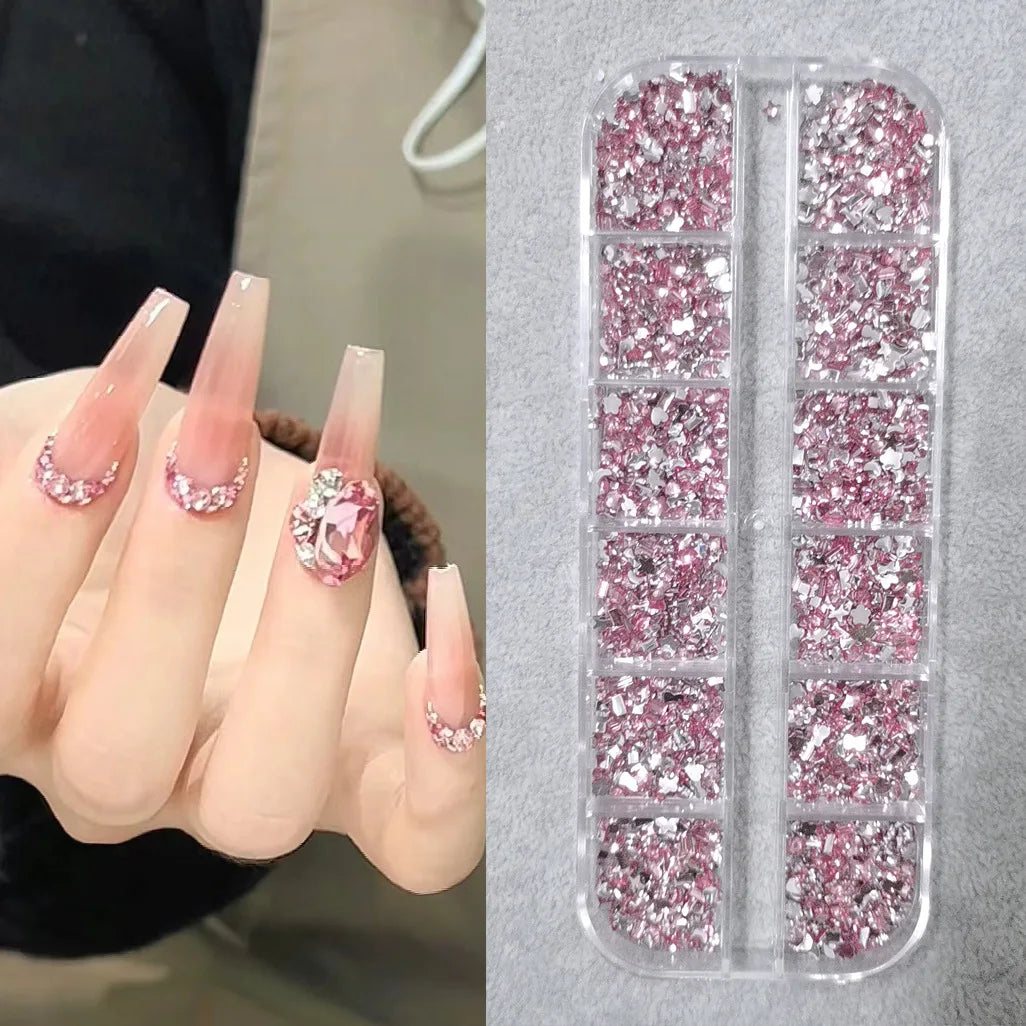 Nail Art Rhinestones Kit 2400pcs Nail Gems Ab Flatback Rhinestones Gems Stones with Storage Organizer for Design Bright Holiday