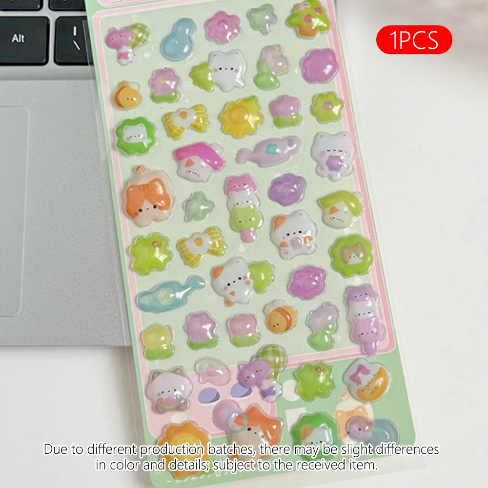 1pc Cartoon-Themed 3D Embossed Diamond Stickers, PVC Craft Decals for Scrapbooking & Stationery Decoration - Perfect for DIY Pro