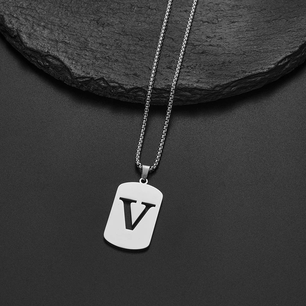Delicate Initial Name Letters Charm Pendant Necklace For Men Alphabet A-Z Stainless Steel Jewelry Women 2024 Collar Hombre