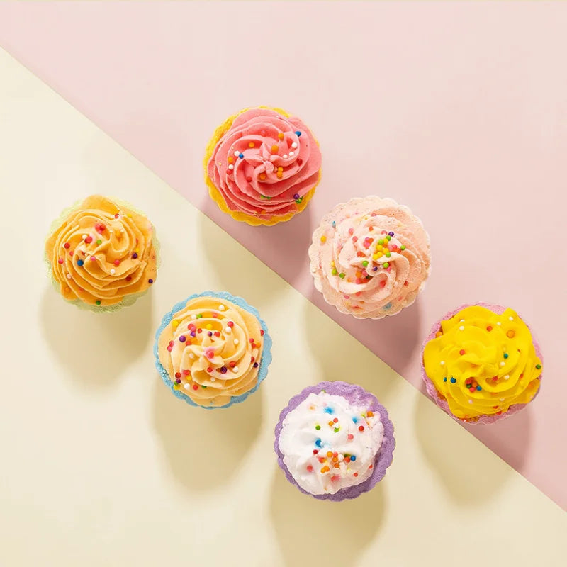 80g Cake Shaped Bath Salt Ball Bubble Bath Bombs Creamy Children's Aromatherapy Essential Oil Bath Balls for Relaxing Soak