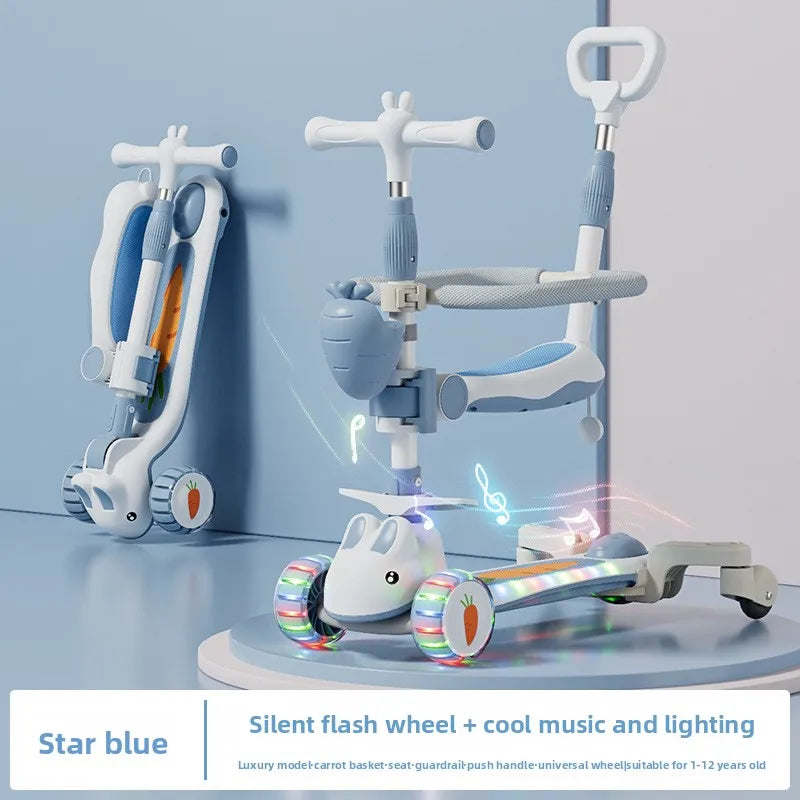 New children's scooter:5-in-1 glide scooter for boys and girls three-wheeled toy scooter ideal for developing children's balance