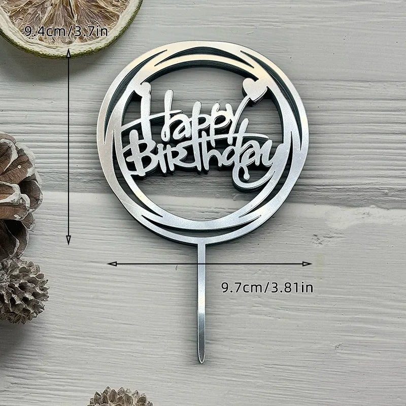10Pcs Universal Acrylic Cake Topper Ornaments Fashionable Multicolor Decor for Men Women Birthday Baby Shower Party Supplies