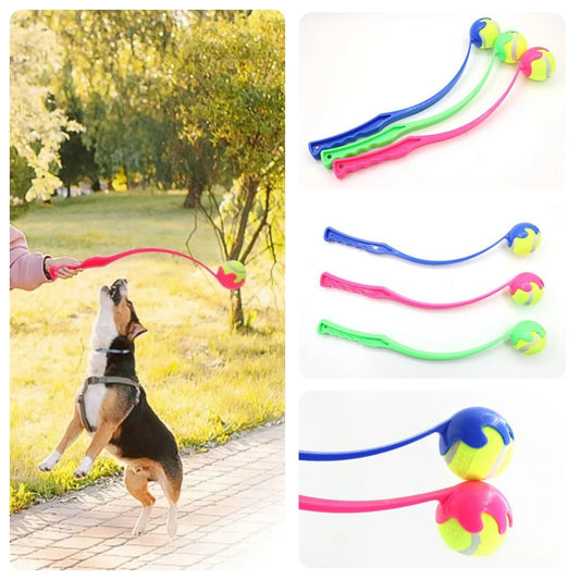 Pet Tennis Ball Launcher Set Outdoor Dog Interactive Training Toy Fetch Play Durable Ergonomic Handle Interactive Ball Picker