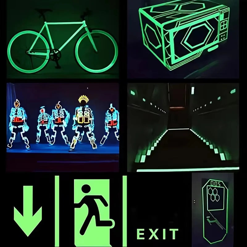 Green Glow In The Dark Tape, Self Adhesive Luminous Fluorescent Sticker Tape for Wall Stair Safety Marking Party Decor