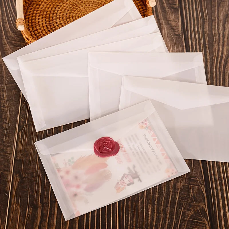 50pcs of Blank Semi-Transparent Self-Sealing Envelopes,Suitable for Invitations,Postcards,And Business Letters -Elegant European