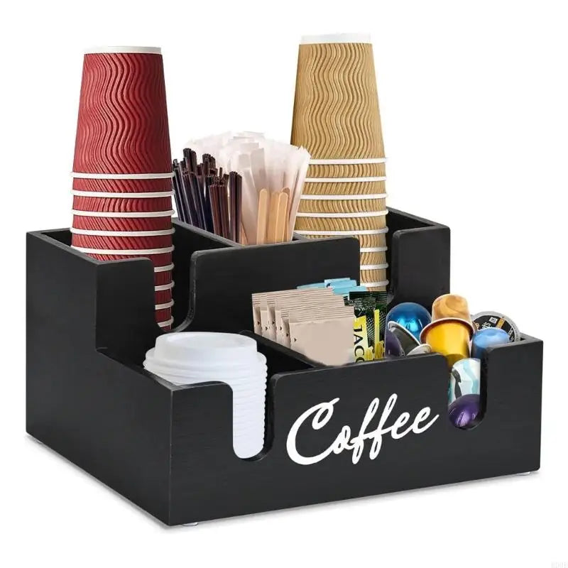 Wooden Coffee Pods Organizers With 6 Spacious Compartments And Sloped Designs For Easy Access B03E