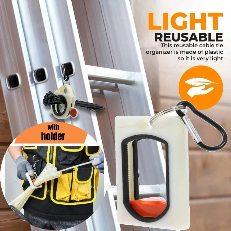 New Cable Tie Organizer Portable Glow Fluorescent Storage Reusable Storage Cable Tie Holder Cable Ties Storage Tool