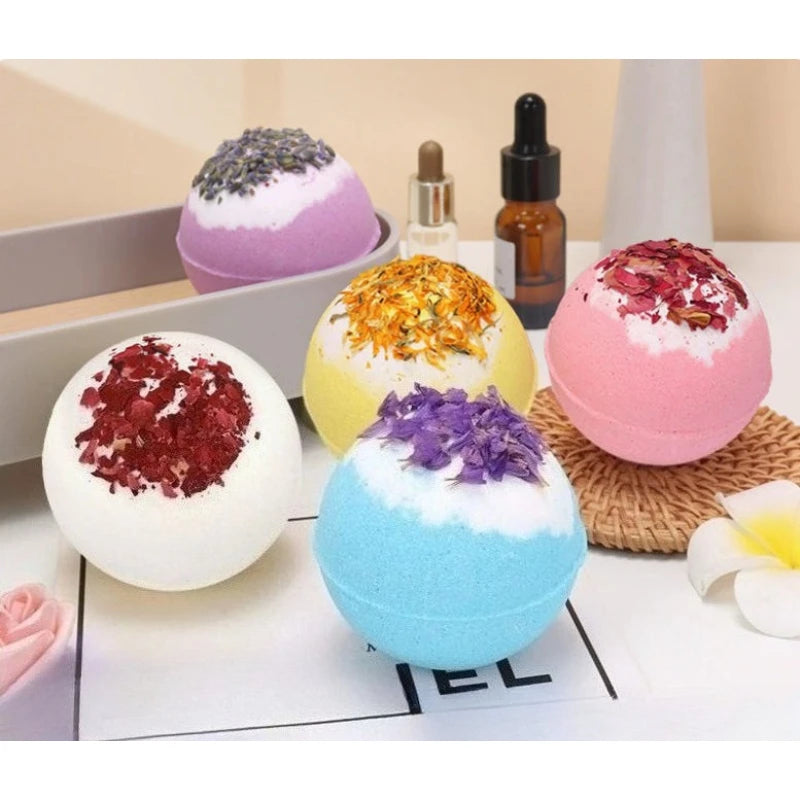 100g Dried Flower Bath Salt Ball Fizzy Bath Soak Hotel Essential Oil Aromatherapy Spa Bubble Bath Body Care Gift