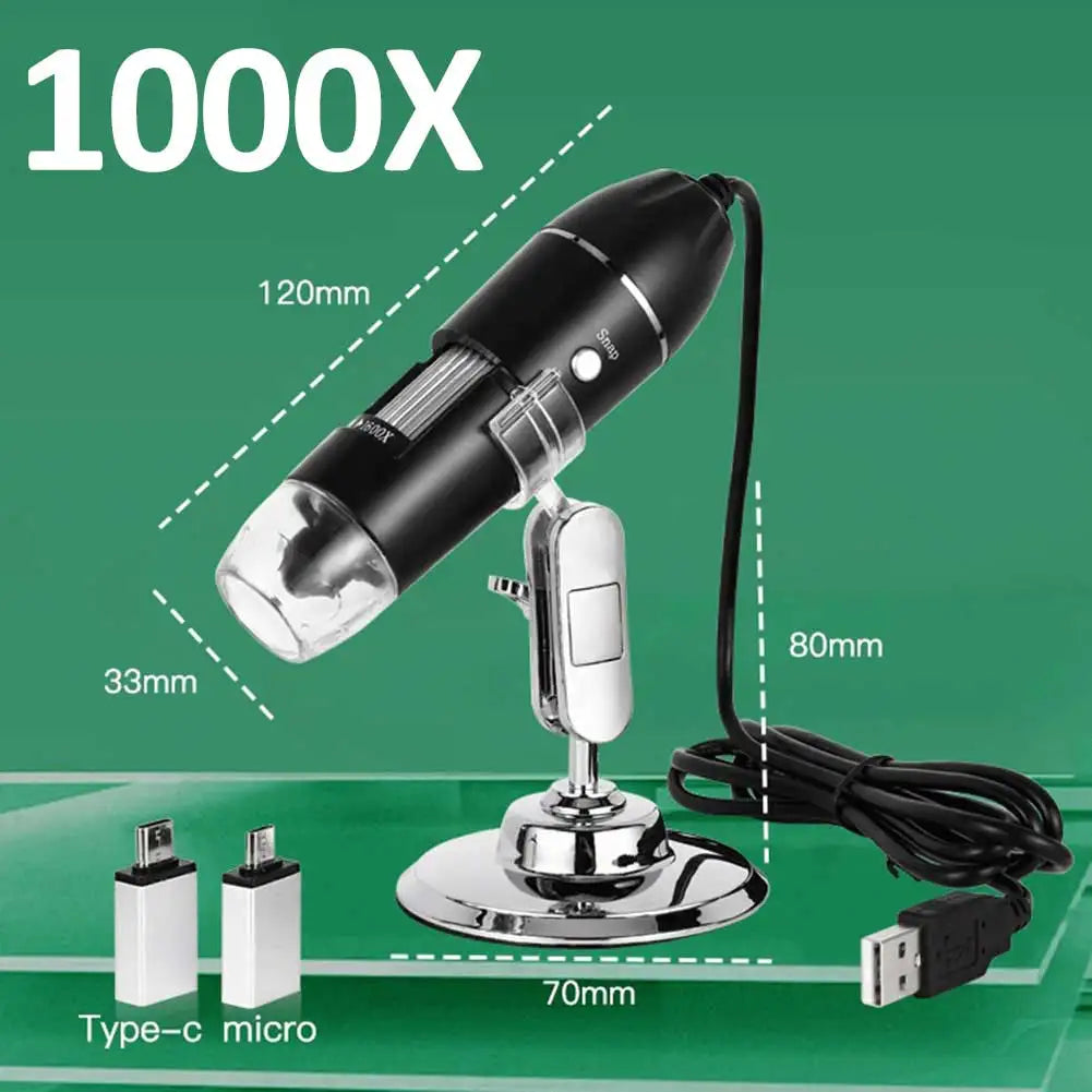 500X/1000X/1600X Digital Microscope Camera Type-C USB Portable Electronic Microscope For Soldering LED Magnifier Phone Repair