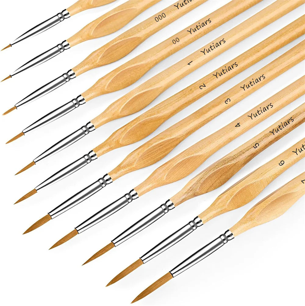 11/22pcs Micro Detail Paint Brush Set Triangular Grip Handles Miniature Art Brushes Small Fine Tip Paintbrushes