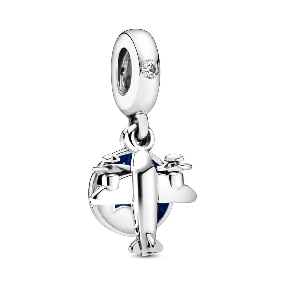 Hot Sale 925 Silver Plane Passport Donut Speedboat Motorbike TV Charm Bead Diy Fit Original Pandent Charms Bracelet Jewelry