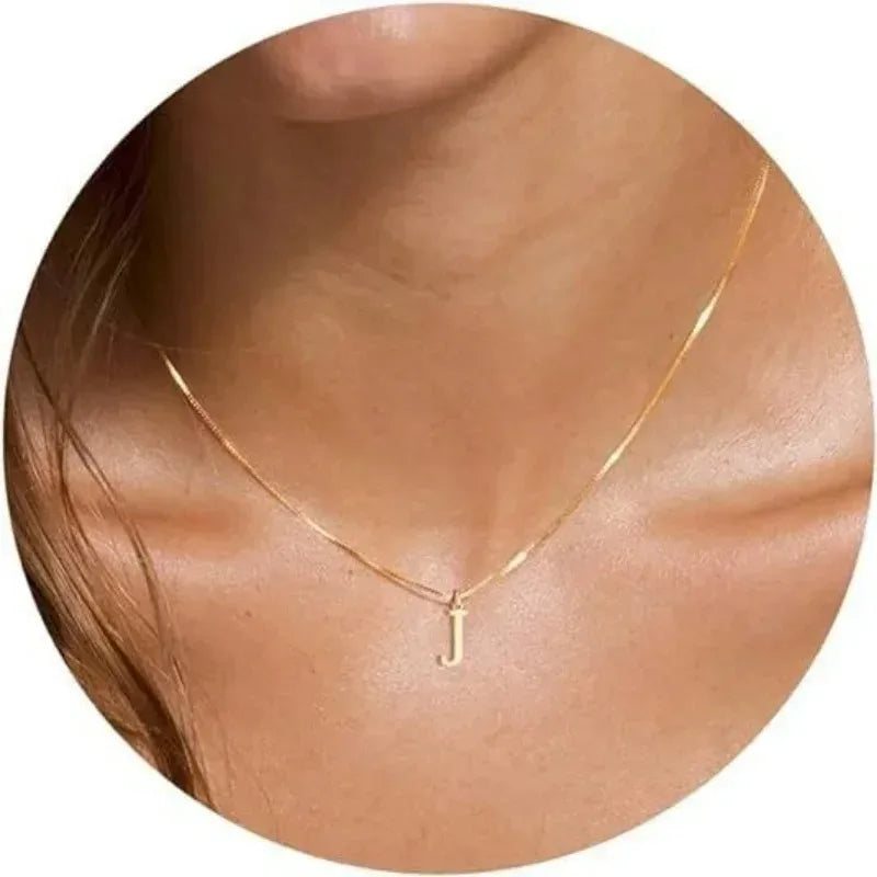 A-Z Initial Necklace 18K Gold Plated Necklace Cute Letter Stainless Steel Necklace for Women