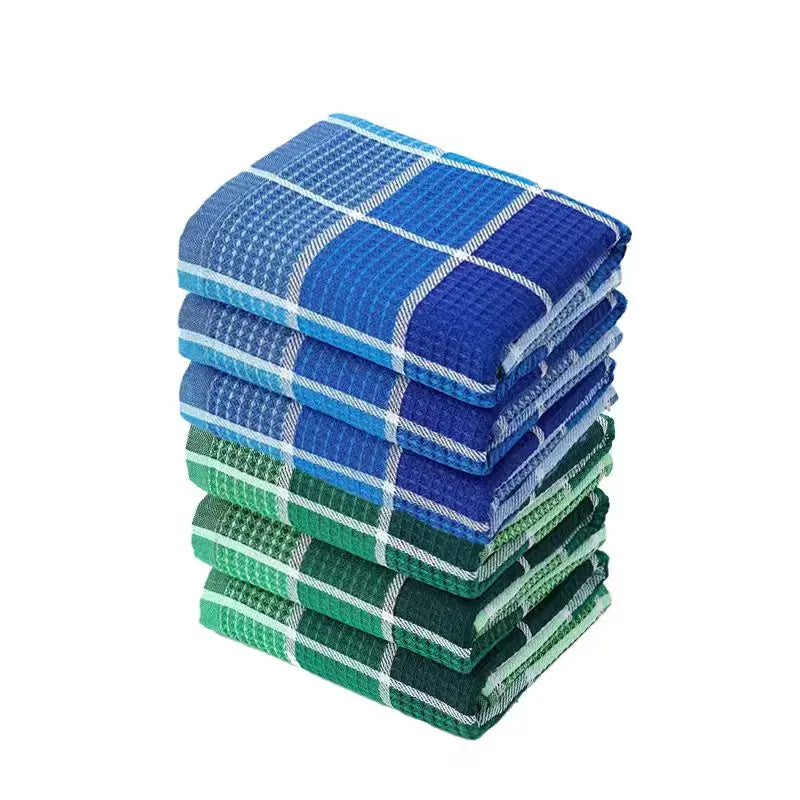 Set of 6, 38Cm*65Cm, Soft and Absorbent Kitchen Towels with Colorful Plaid Pattern, Dishcloths Suitable for Drying Dishes and Household Use, Machine Washable, Stylish Dish Towels, Modern Design, High-Quality Weaving, Multi-Fu