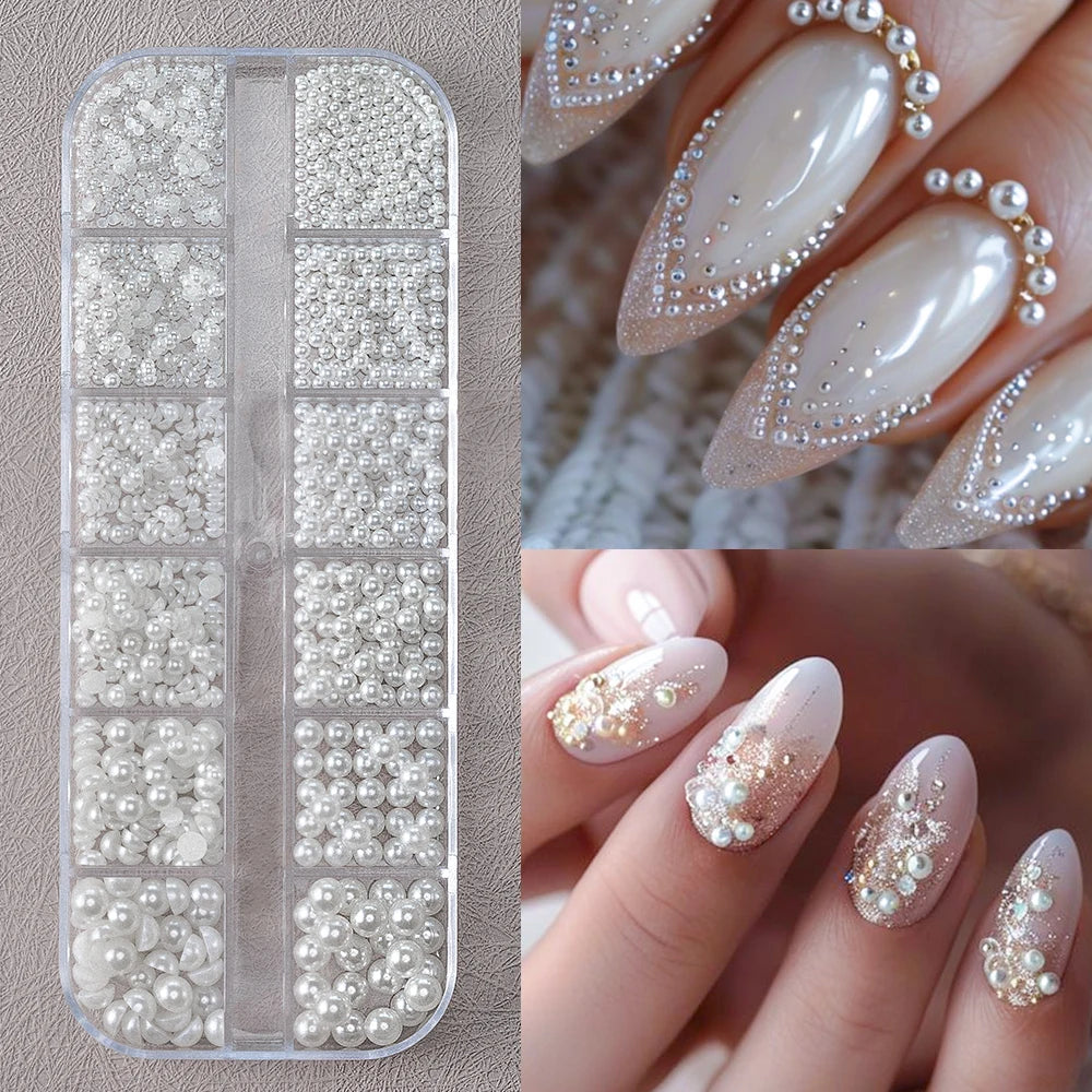 Nail Art Rhinestones Kit 2400pcs Nail Gems Ab Flatback Rhinestones Gems Stones with Storage Organizer for Design Bright Holiday