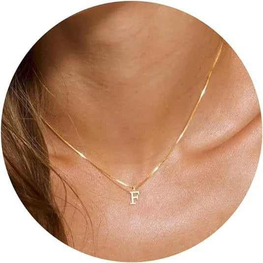 A-Z Initial Necklace 18K Gold Plated Necklace Cute Letter Stainless Steel Necklace for Women