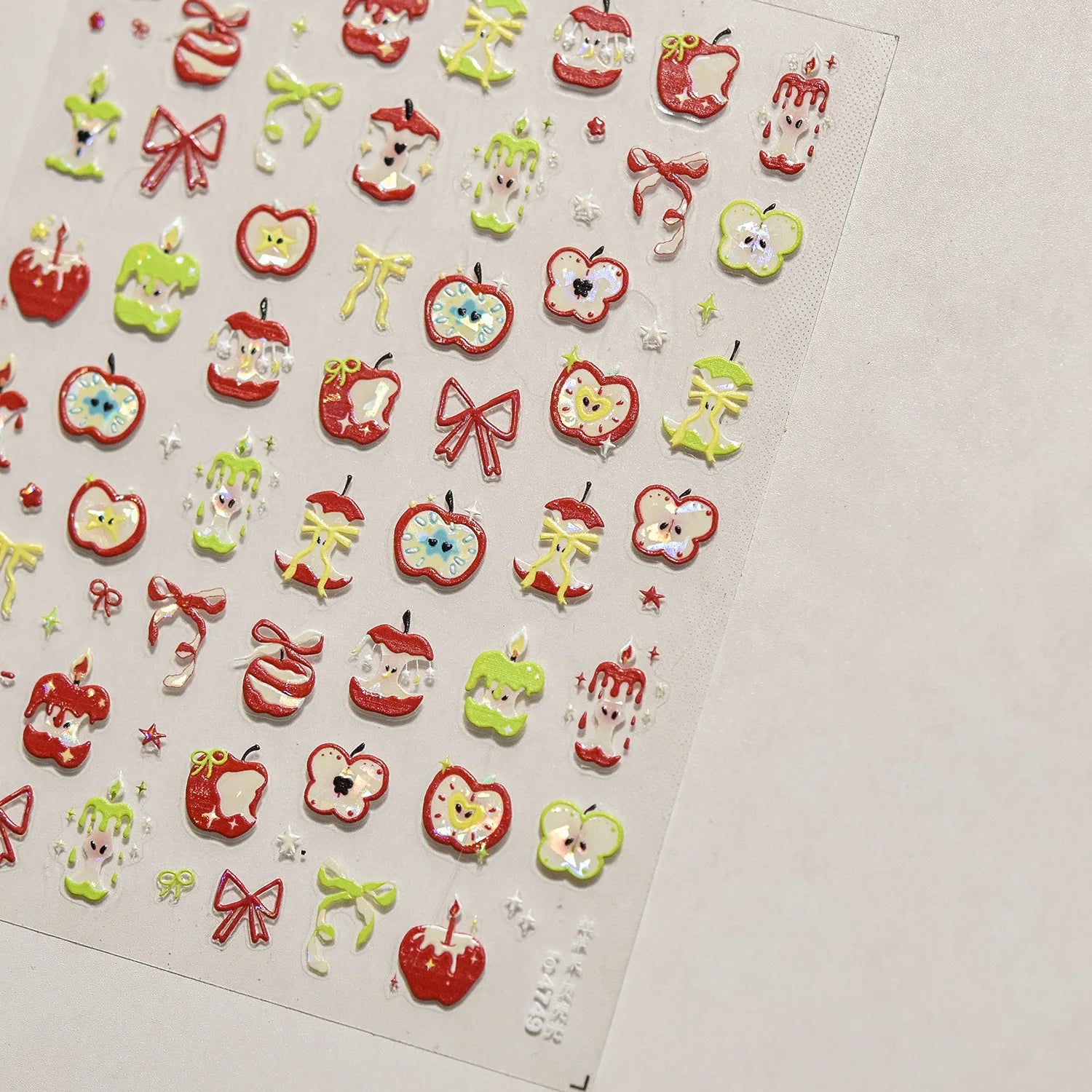 Fresh Sweet Fruits Strawberry Cherry Bowknot Love Heart Lemon 5D Nail Art Stickers Self Adhesive Decorations Nail Manicure Decal