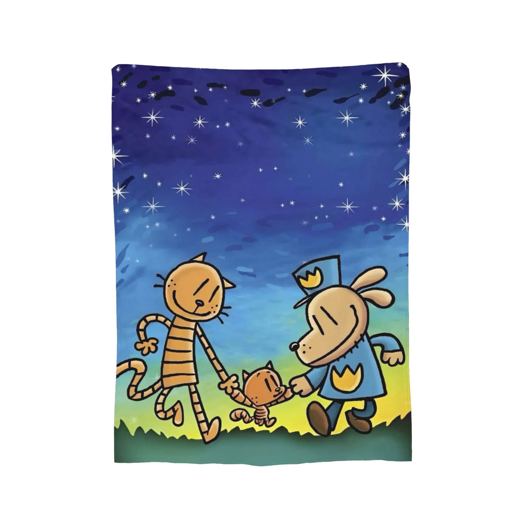 Dog Man Dogman Movie Comic Blanket Cartoon Flannel Vintage Warm Throw Blanket for Coverlet Spring/Autumn