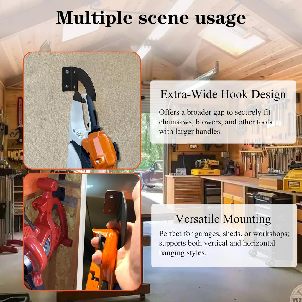1/2 Tool Racks, Chainsaw Wall-Mounted Hanger, Heavy-Duty Chainsaw Hanger, Wall-Mounted Organizer, Metal Rack Tool Storage, for Workshop, Garage, Garden Use