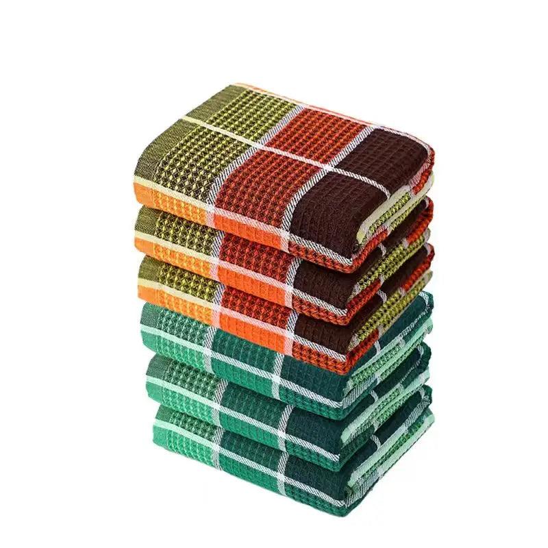 Set of 6, 38Cm*65Cm, Soft and Absorbent Kitchen Towels with Colorful Plaid Pattern, Dishcloths Suitable for Drying Dishes and Household Use, Machine Washable, Stylish Dish Towels, Modern Design, High-Quality Weaving, Multi-Fu