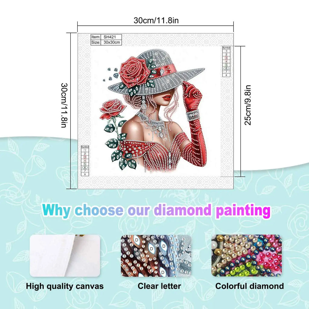 Diamond Art Painting Kits for Adults,DIY Elegant lady Special Shape Diamond Art Kits for Beginners for Home Wall Decoration Gift