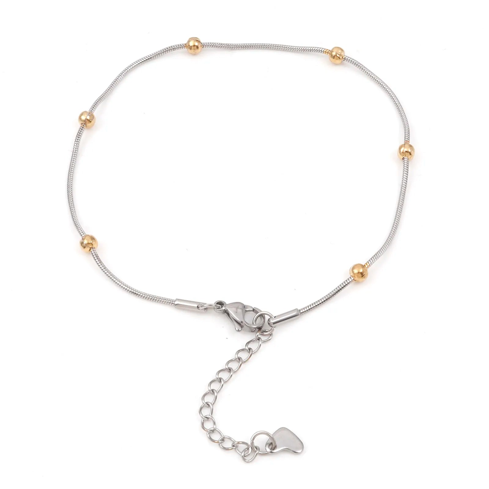 New Trendy Stainless Steel Anklet Gold Color Round Link Chains On Foot Barefoot Sandals Anklet Bracelet Women Summer Jewelry,1PC