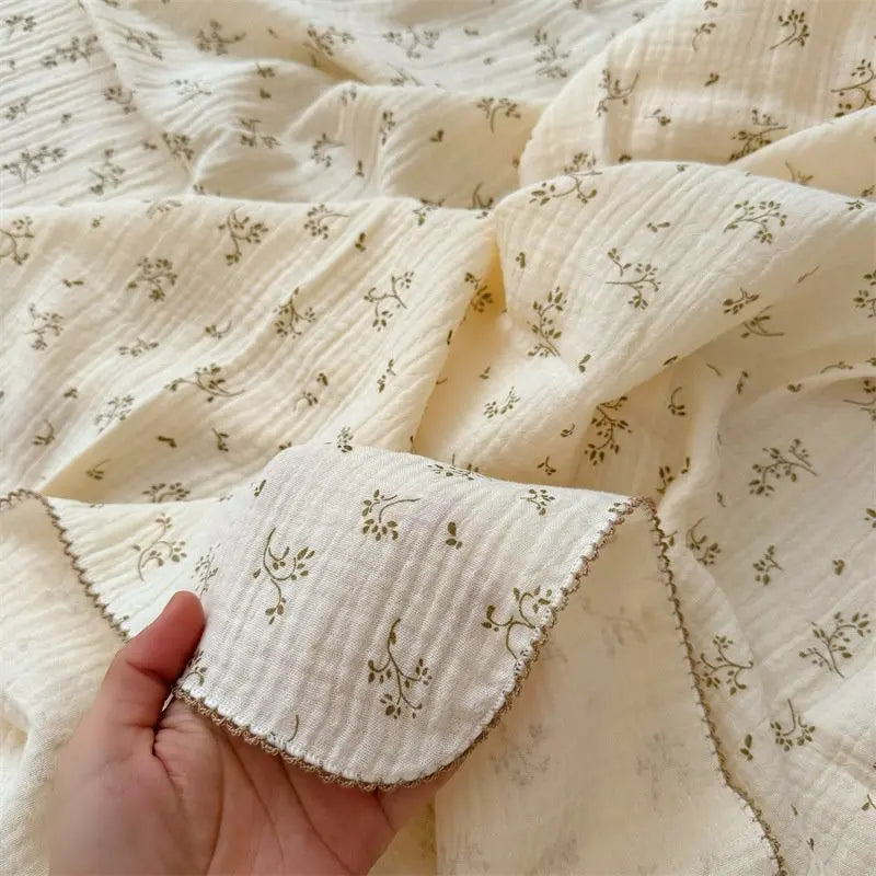 2Layer Blanket for Newborn Baby Floral Cotton Muslin Swaddle Thin Baby Summer Blanket Infant Toddler Baby Bath Towel100X100CM