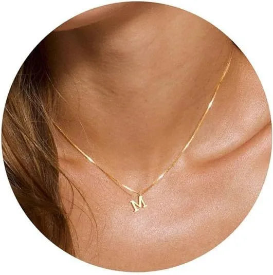 A-Z Initial Necklace 18K Gold Plated Necklace Cute Letter Stainless Steel Necklace for Women