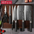 Utility Stainless Steel Sharp Slicing Chef Knife Kitchen Knives Scissors Sharpening Rod Set Laser Damascus Pattern Cooking Tool