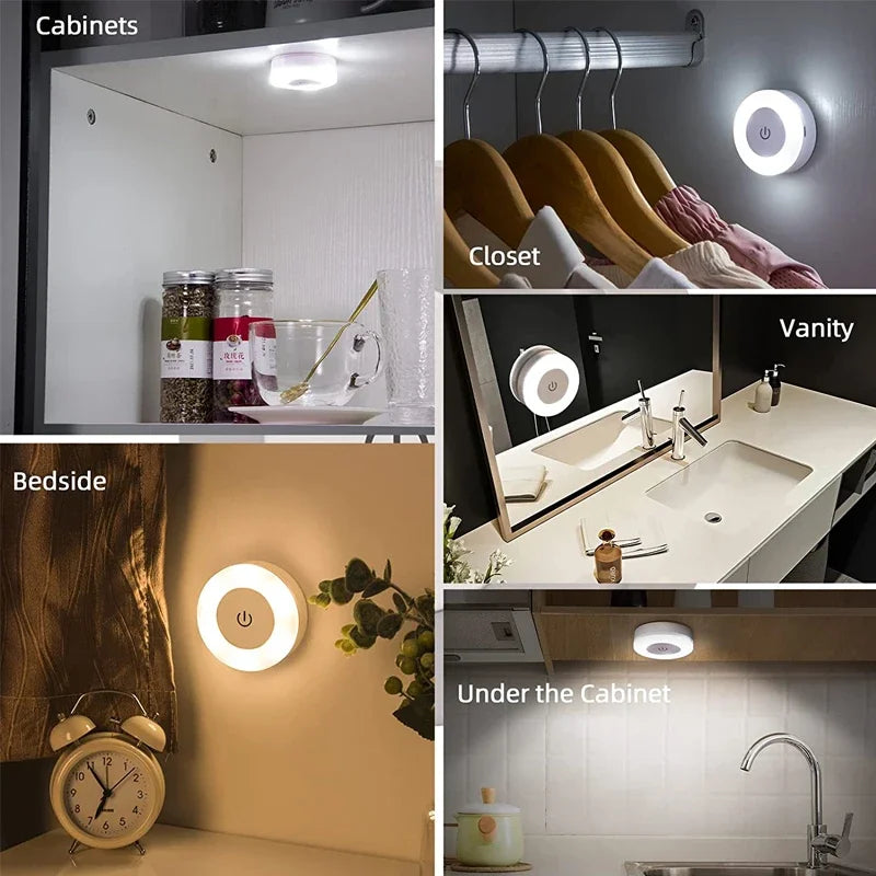 Min Energy Saving Led Touch Sensor Night Lights USB Rechargeable Magnetic Wall Light Room Aisle Bedroom Portable Night Lamp
