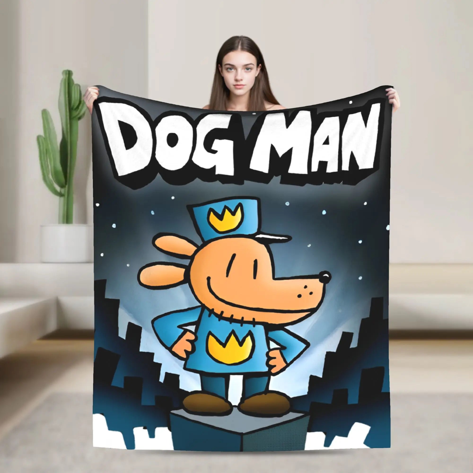 Dog Man Dogman Movie Comic Blanket Cartoon Flannel Vintage Warm Throw Blanket for Coverlet Spring/Autumn