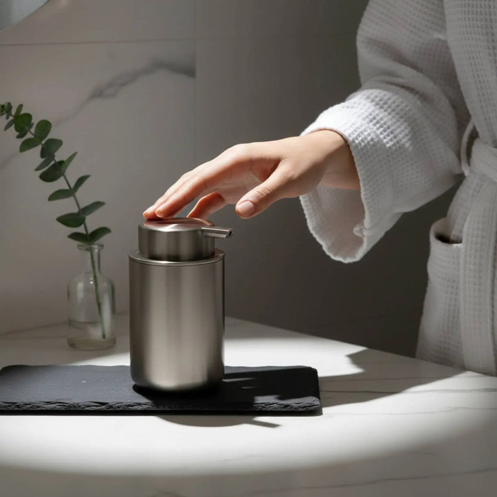 Stainless Steel Soap Dispenser Refillable Stainless Steel Soap Pump Bathroom Pump Bottle Elegant Design Home Accessory for Sink