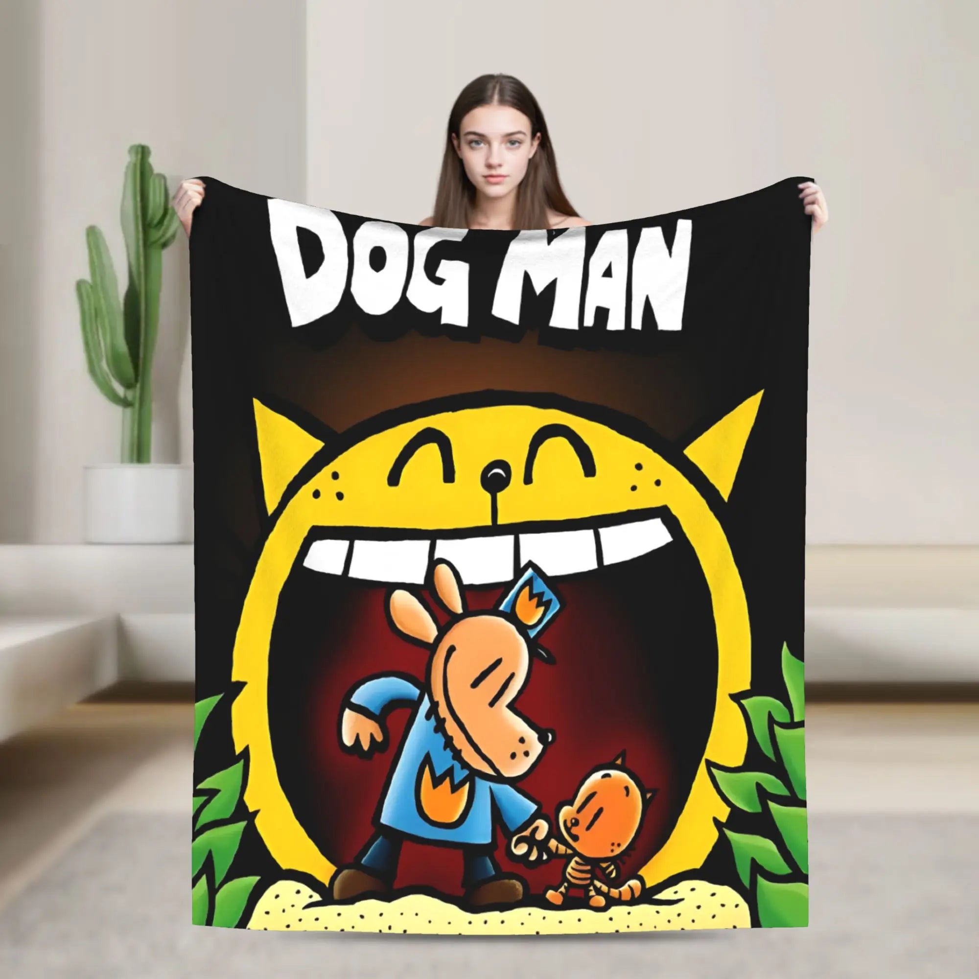 Dog Man Dogman Movie Comic Blanket Cartoon Flannel Vintage Warm Throw Blanket for Coverlet Spring/Autumn