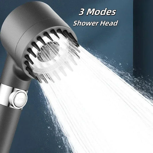High Pressurized Filter Shower Head 3-mode Adjustable Spray With Massage Brush Rain Faucet Shower Set Bathroom Accessory
