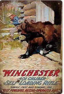 Hunting Sign Vintage Metal Sign Wooden House Wall Decor for Hunter Man Cave Gift Pistola  Metal Decorative 8 * 12 Inch