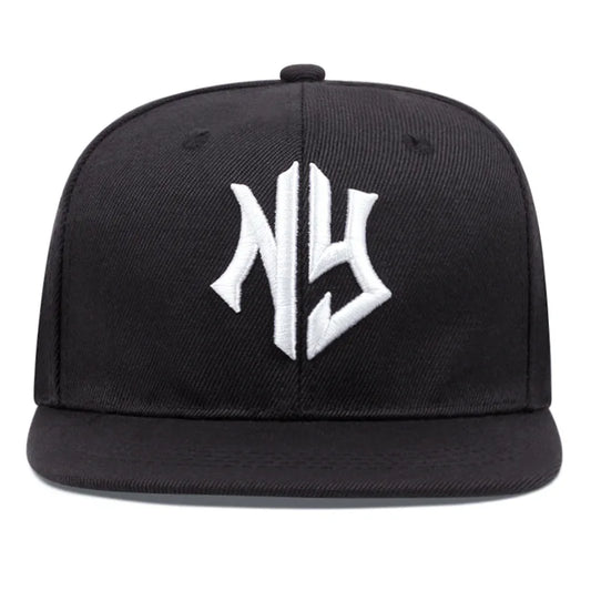 Men's and women's flat brimmed hatsStreet Embroidery Letter NYHip hop flat brimmed hat with adjustable styleFashionable
