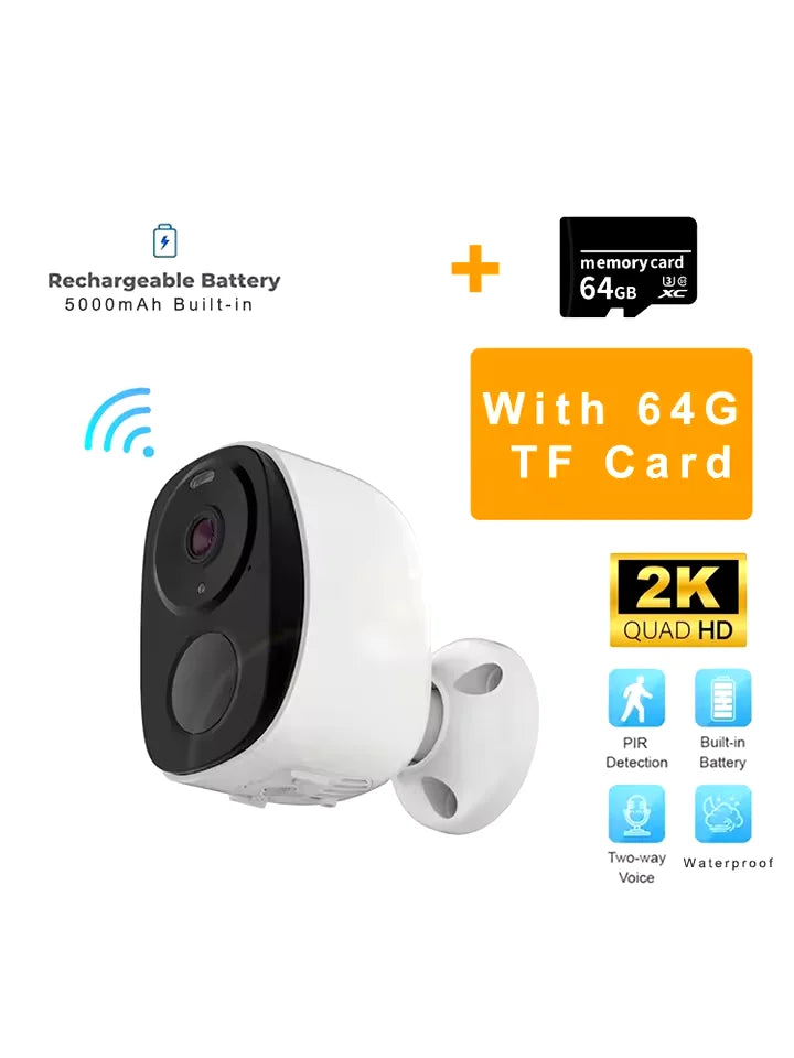 Security Cameras Wireless Outdoor, 2K 3MP Battery Powered WiFi Security Camera with Spotlight Siren, 2-Way Audio, Waterproof