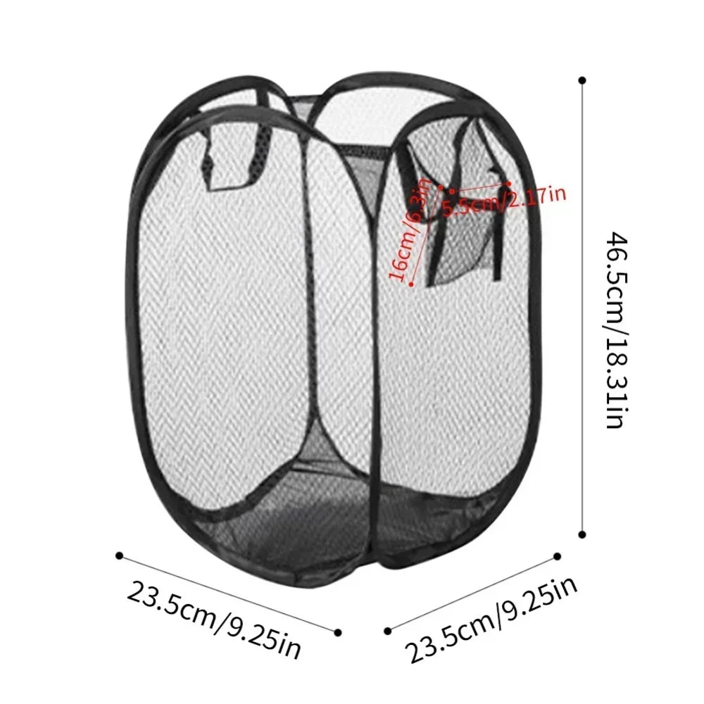 Laundry Basket Collapsible Pop-up Mesh Laundry Basket Clothes Hamper For Dirty Clothes Organizer In Bathroom Washing Room Home
