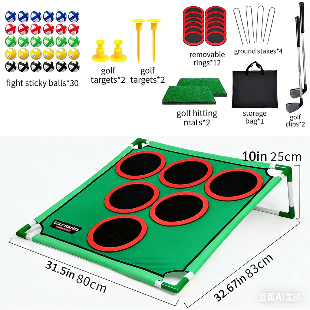 Golf Game Play Set Golf Chipping Game Cornhole Game with Balls Portable Putting Mat Putter Indoor Outdoor Putter Target Golfers