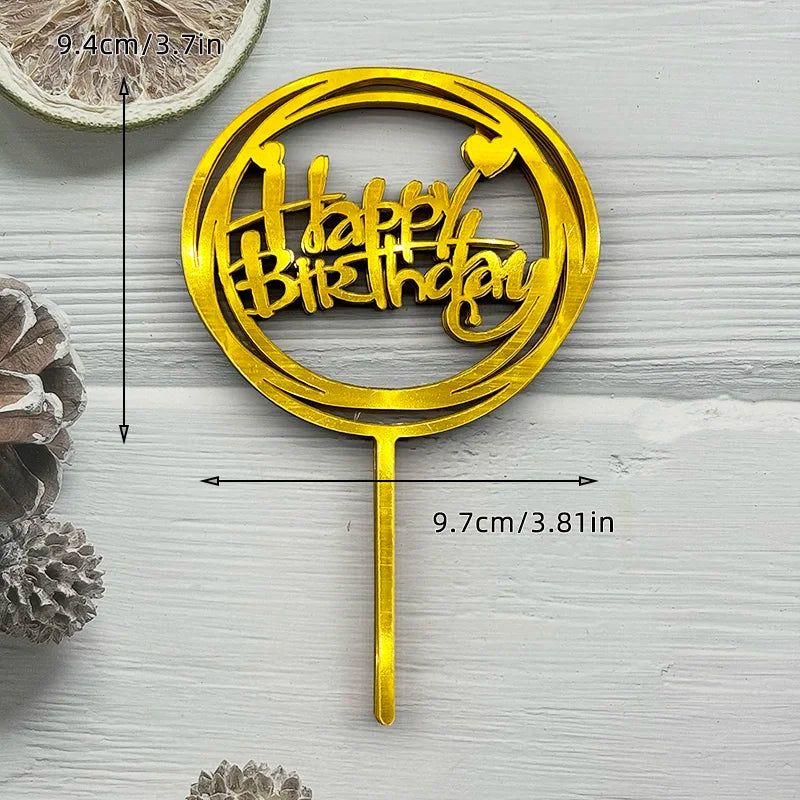 10Pcs Universal Acrylic Cake Topper Ornaments Fashionable Multicolor Decor for Men Women Birthday Baby Shower Party Supplies