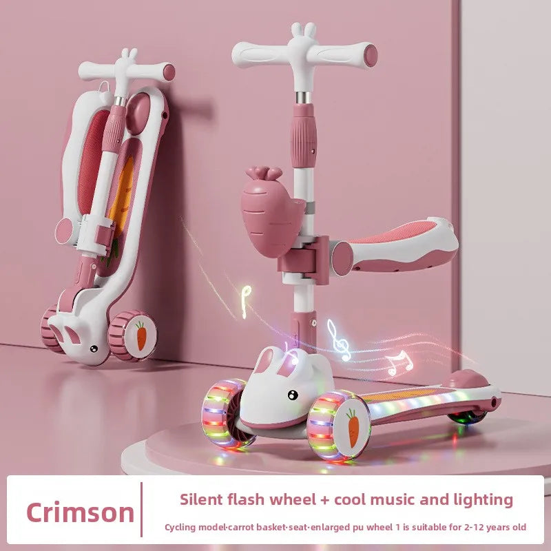 New children's scooter:5-in-1 glide scooter for boys and girls three-wheeled toy scooter ideal for developing children's balance