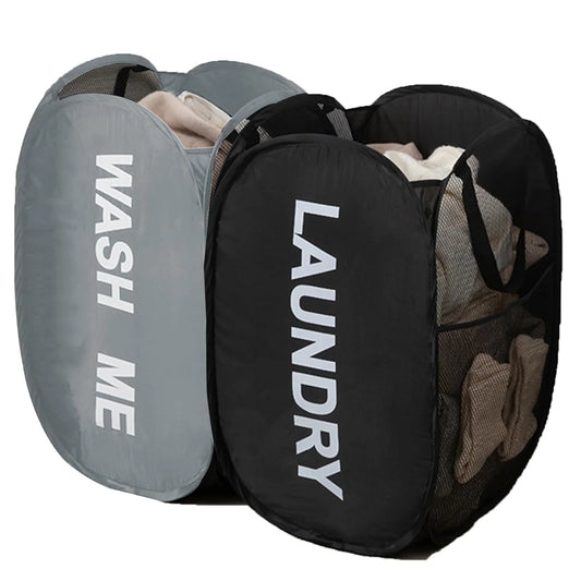Collapsible Mesh Pop Up Laundry Basket Foldable Space-Saving Storage Basket Portable Dirty Clothes Organizer for Laundry Room