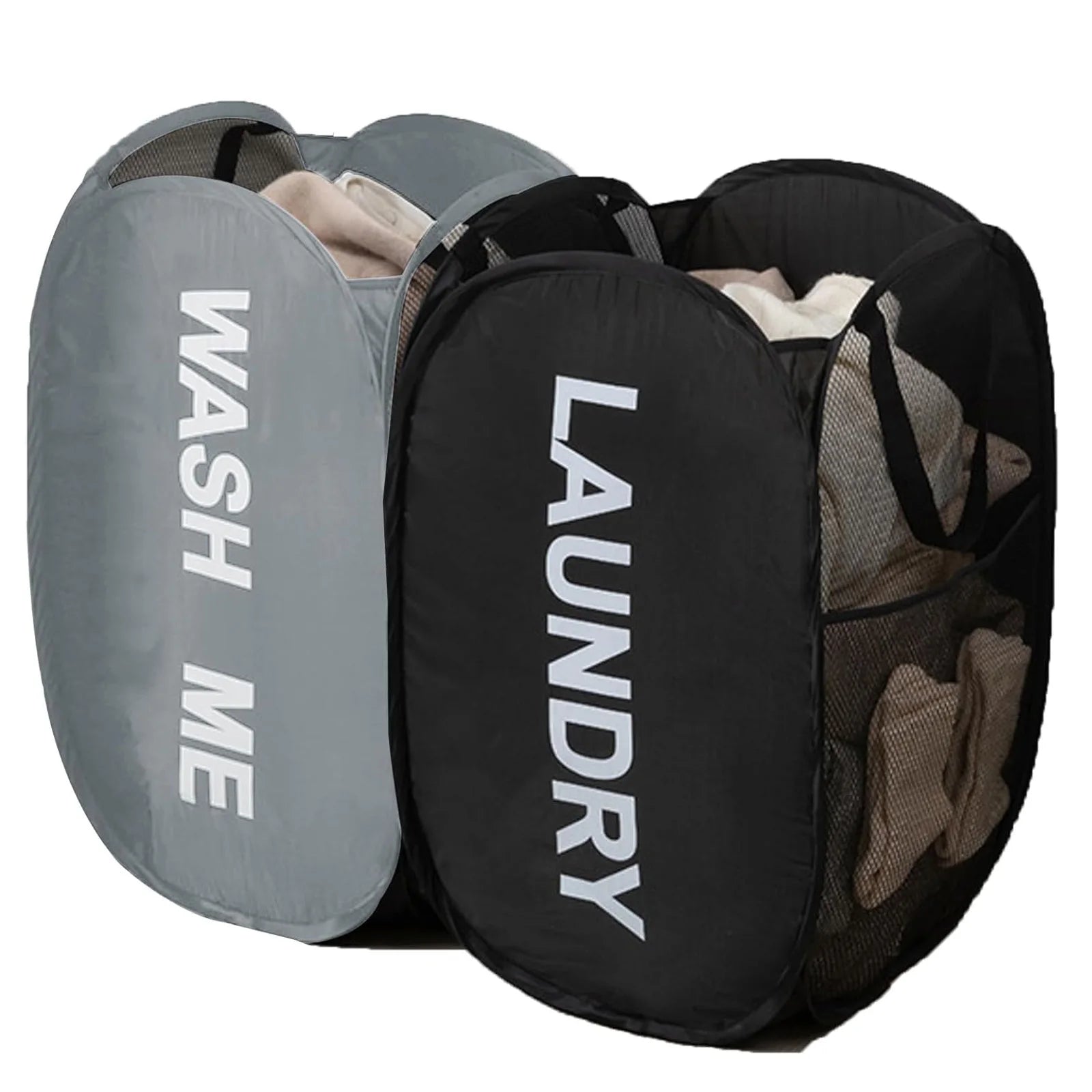 Collapsible Mesh Pop Up Laundry Basket Foldable Space-Saving Storage Basket Portable Dirty Clothes Organizer for Laundry Room
