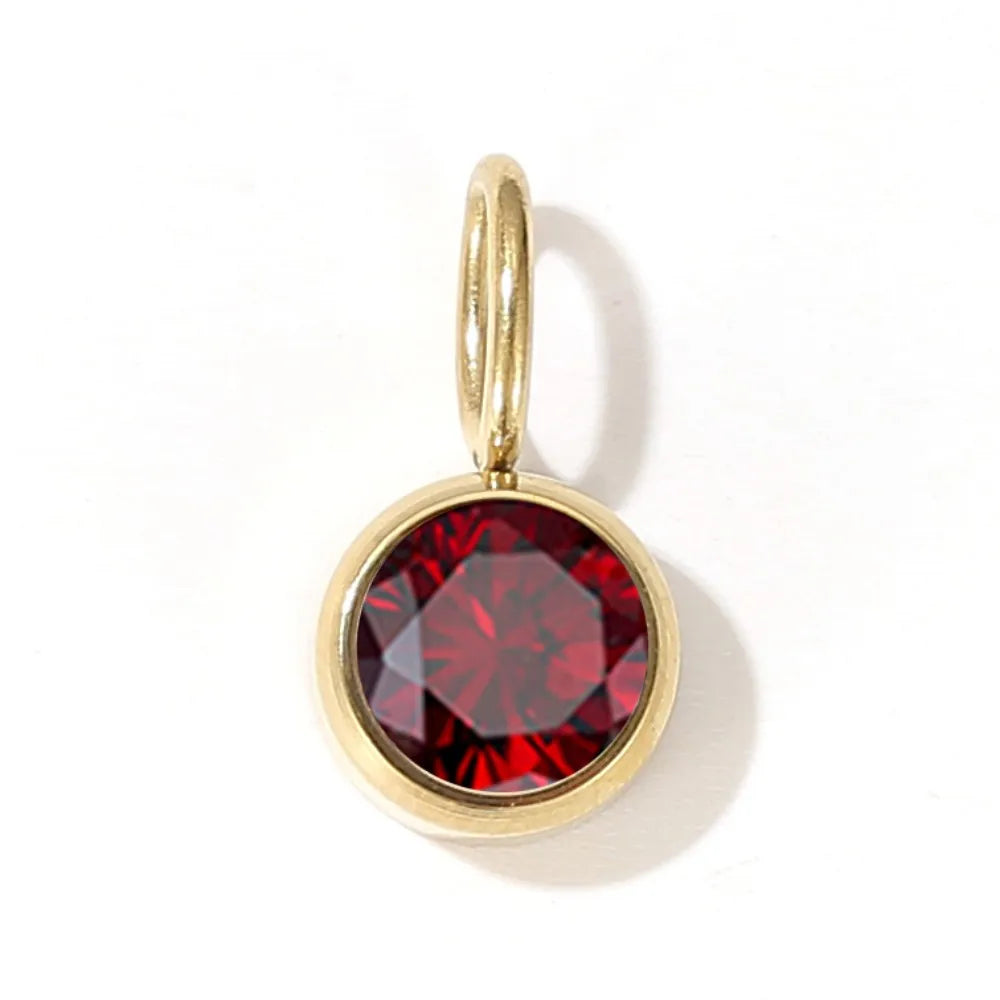 Zirconia Birthstone Pendant 12 Months Color Stone DIY Accessories for Necklace Stainless Steel Jewelry Birthday Gift Wholesale