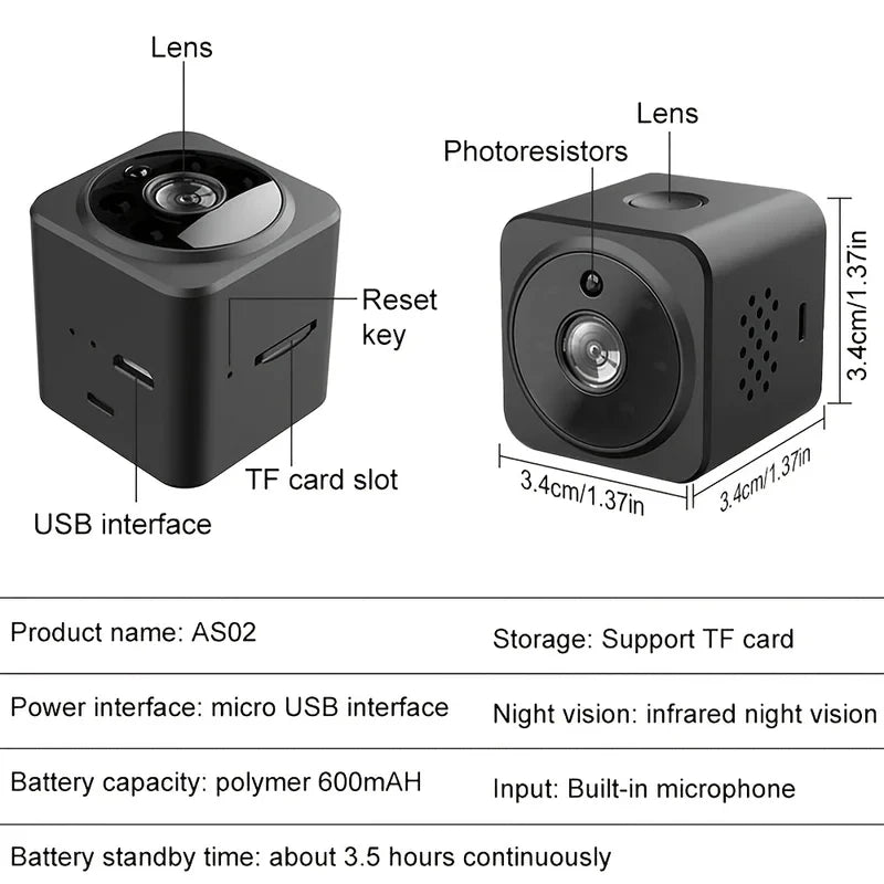 Wireless Wi-Fi Security Camera with 1080P HD Night Vision & Motion Detection  Indoor/Outdoor Security Protection Mini Camera